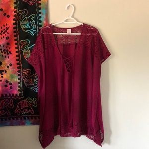 Maroon Colored Swimsuit Coverup